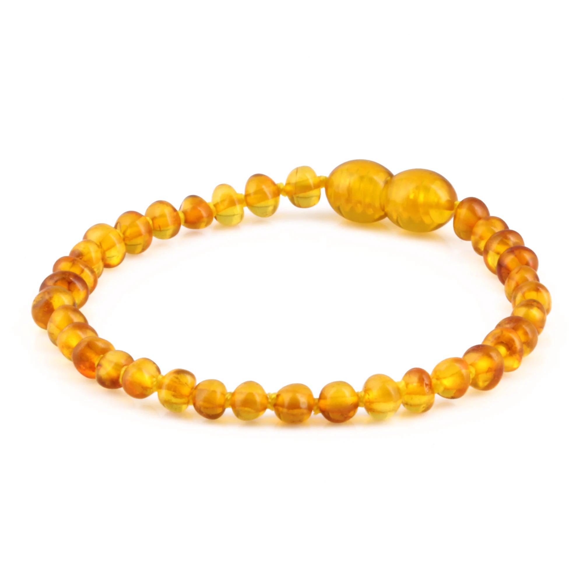 Natural Baltic Amber Junior Bracelet. Baroque Light Cognac 4mm - XB43LC