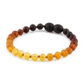 Natural Baltic Amber Junior Bracelet. Baroque Rainbow 5mm - XB54R2M