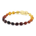 Natural Baltic Amber Junior Bracelet. Olive Rainbow 5mm - XO54R1