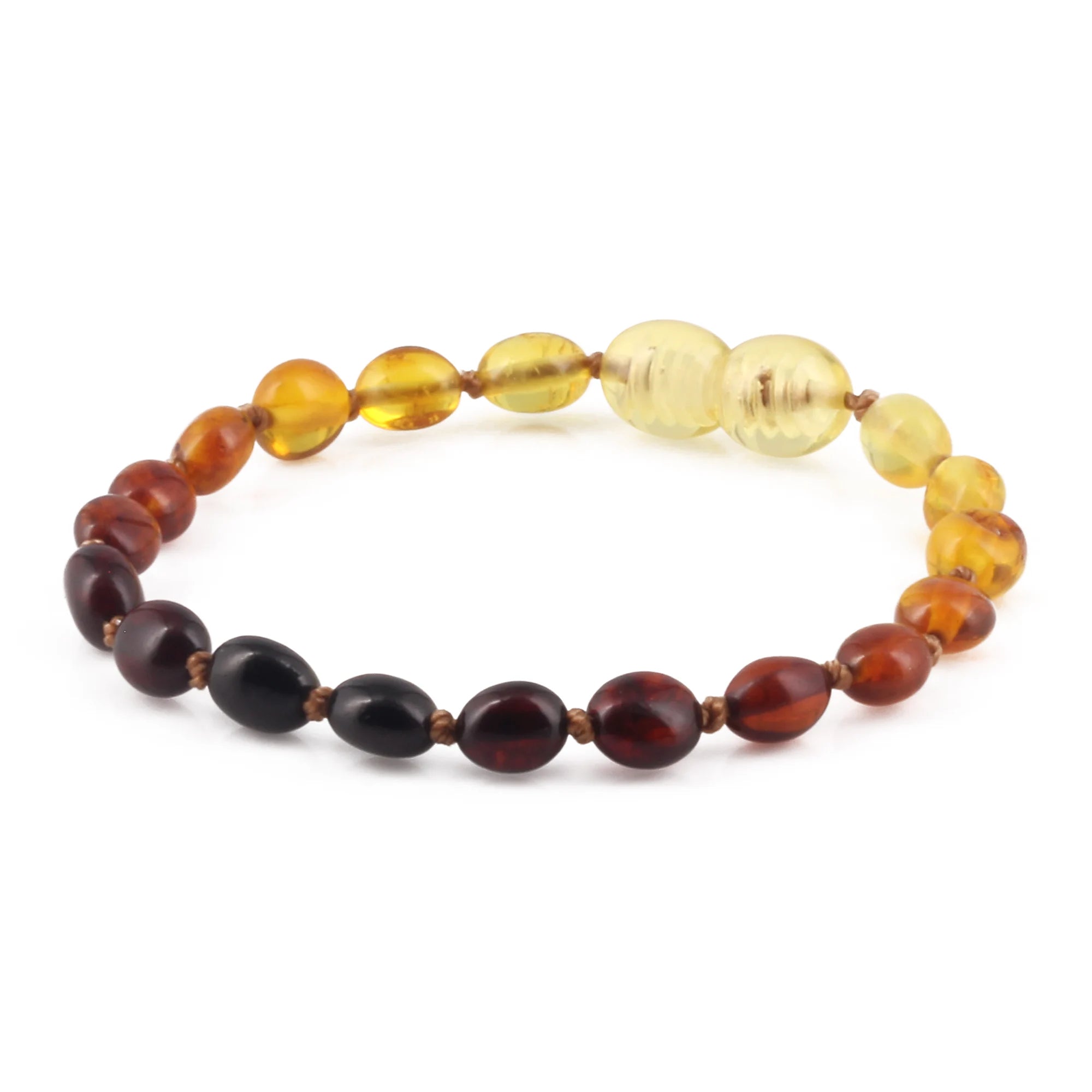 Natural Baltic Amber Junior Bracelet. Olive Rainbow 5mm - XO54R1
