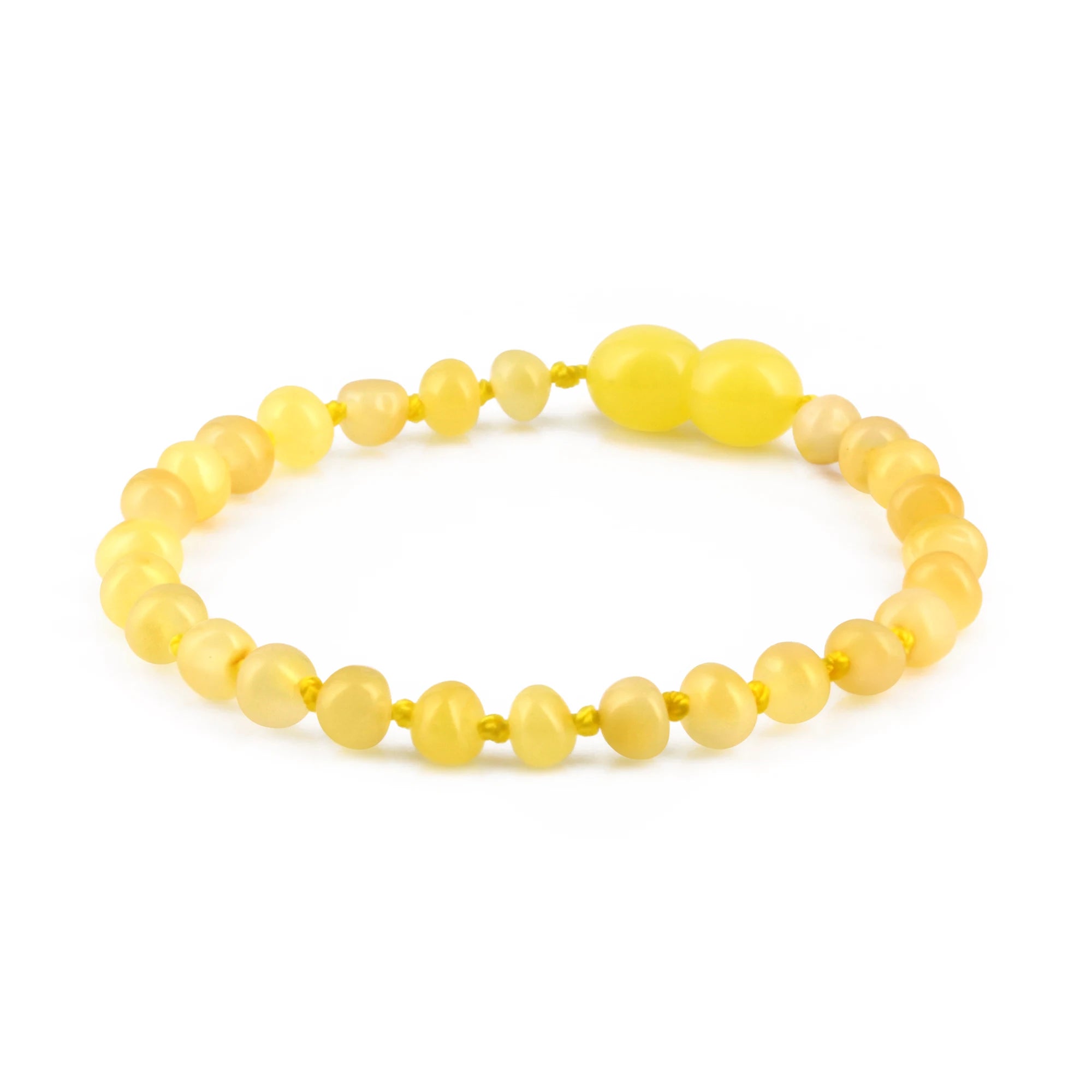 Natural Baltic Amber Junior Bracelet. Baroque Milky Yellow 5mm - XB54MY