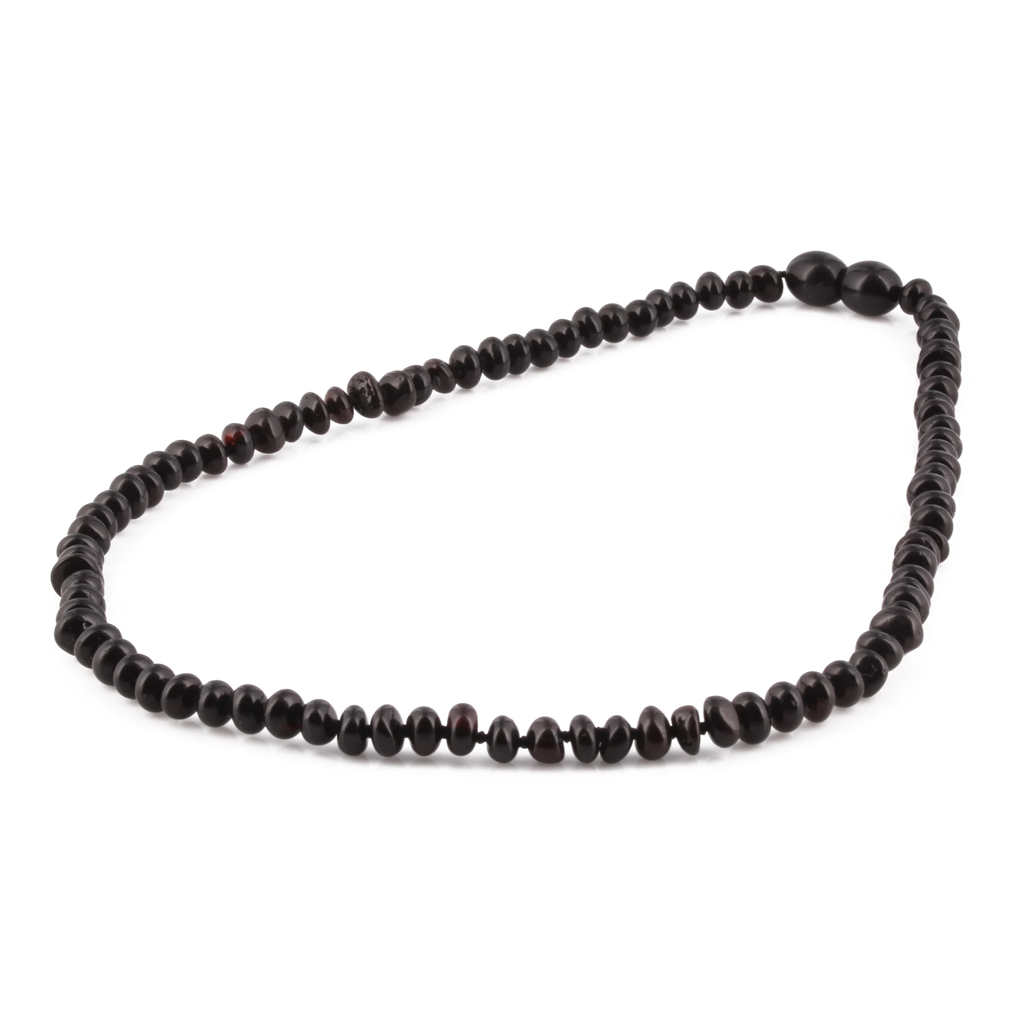 Natural Baltic Amber Junior Necklace. Roundel Black 5mm - XR53B