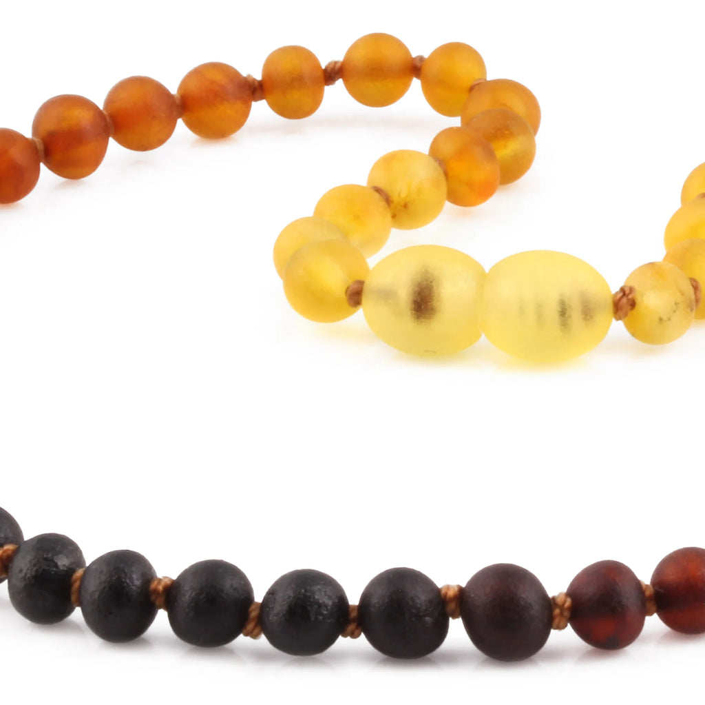 Baltic Amber Teething Necklace. Baroque Rainbow 5mm - XB54R1M