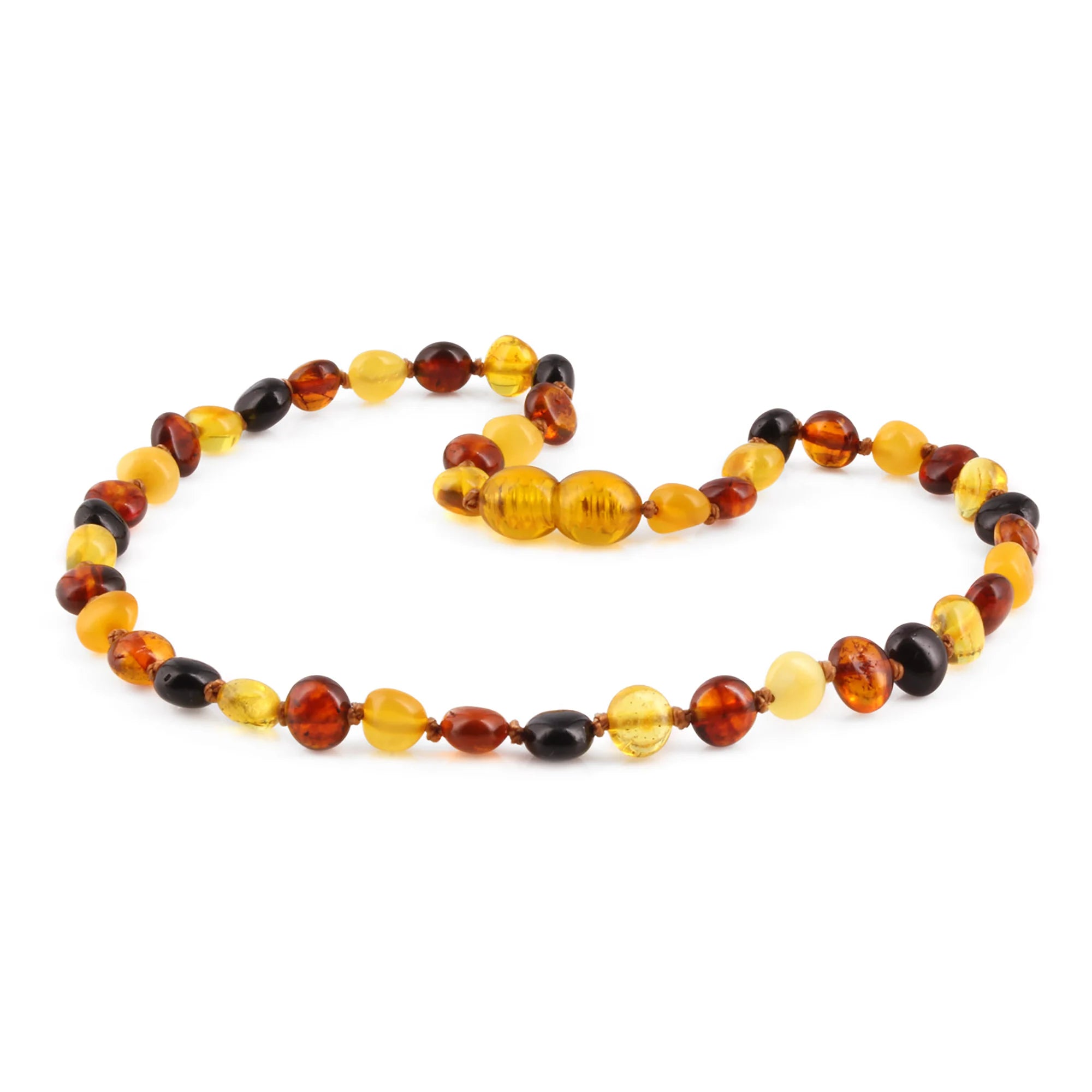 Baltic Amber Teething Necklace. Side Drill Multicolour 6mm - XS64M