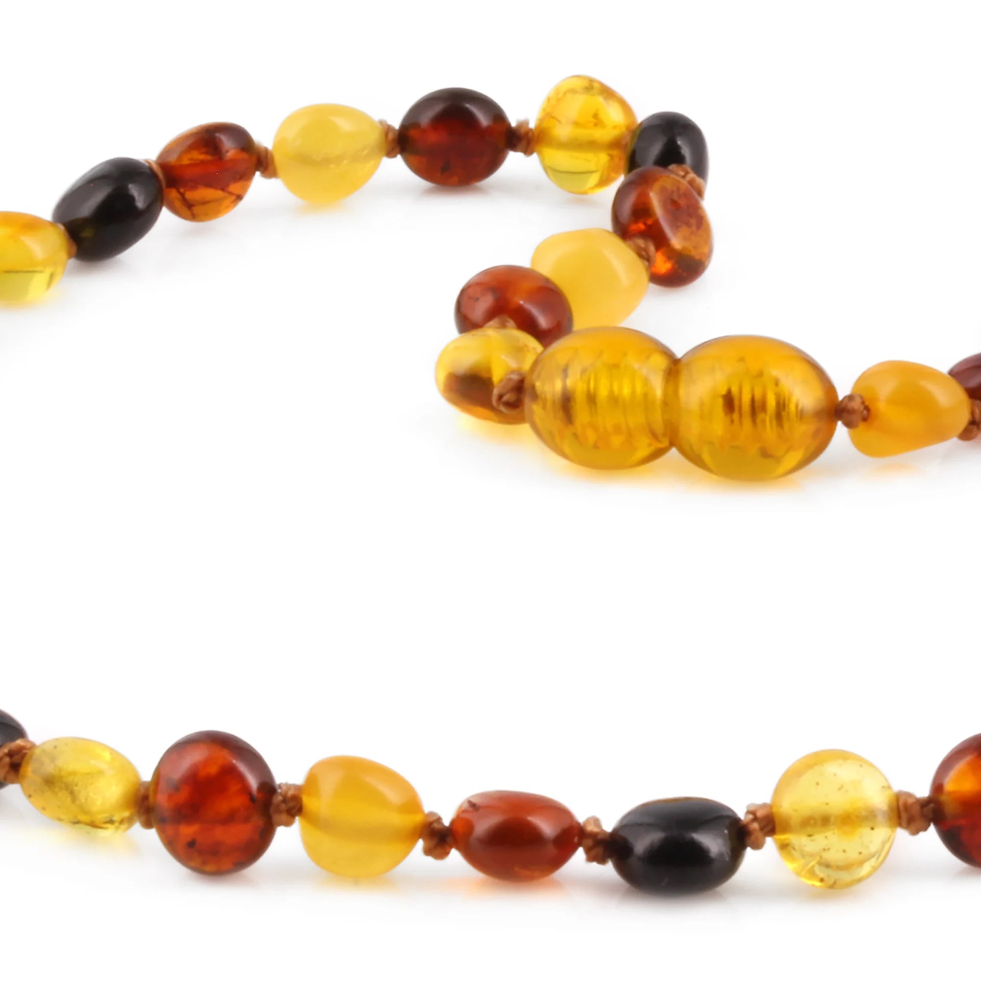 Baltic Amber Teething Necklace. Side Drill Multicolour 6mm - XS64M