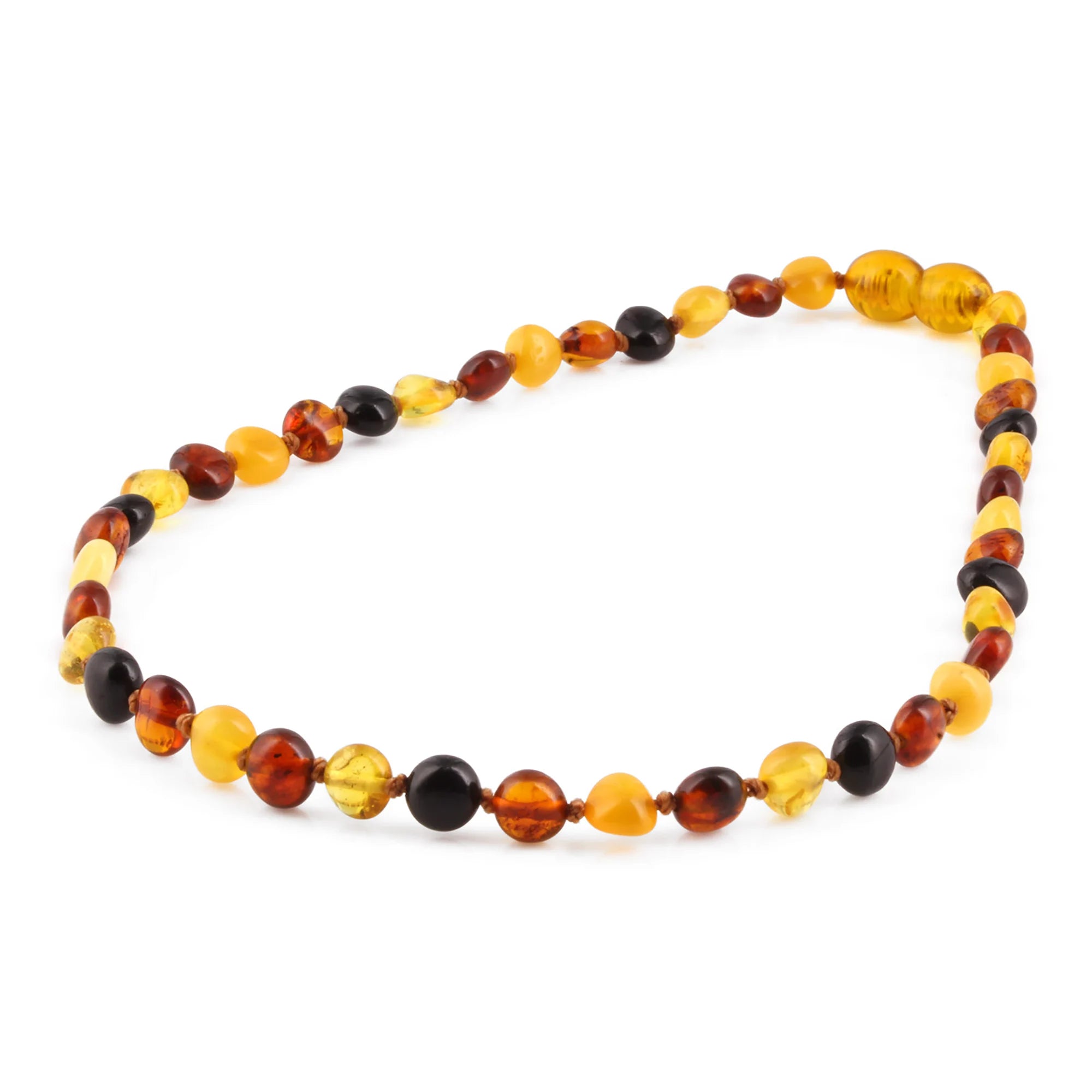 Baltic Amber Teething Necklace. Side Drill Multicolour 6mm - XS64M