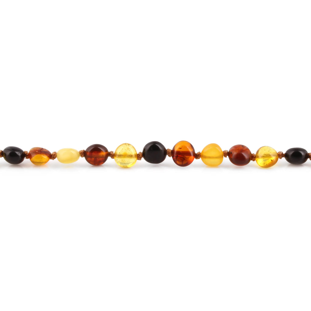 Baltic Amber Teething Necklace. Side Drill Multicolour 6mm - XS64M