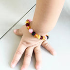 Baltic Amber Teething Bracelet with Rose Quartz. Baroque 5mm - LE553