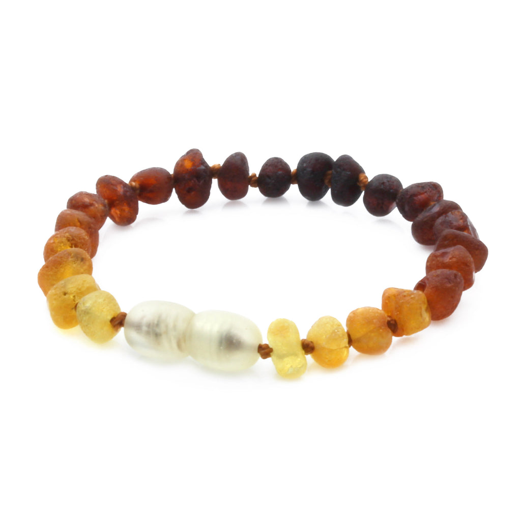 Baltic Amber Teething Bracelet. Baroque Rainbow 5mm - BA90