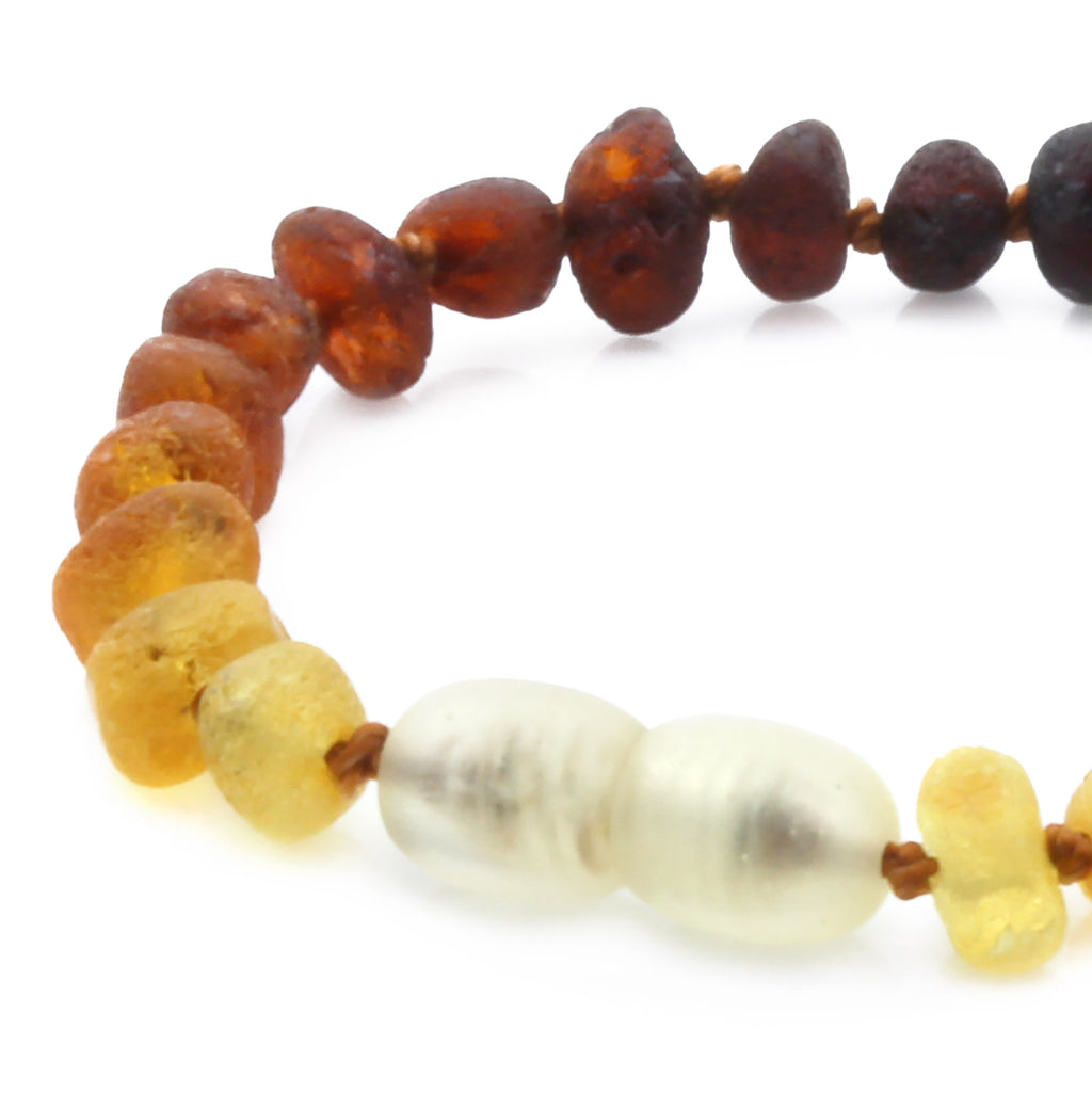 Baltic Amber Teething Bracelet. Baroque Rainbow 5mm - BA90