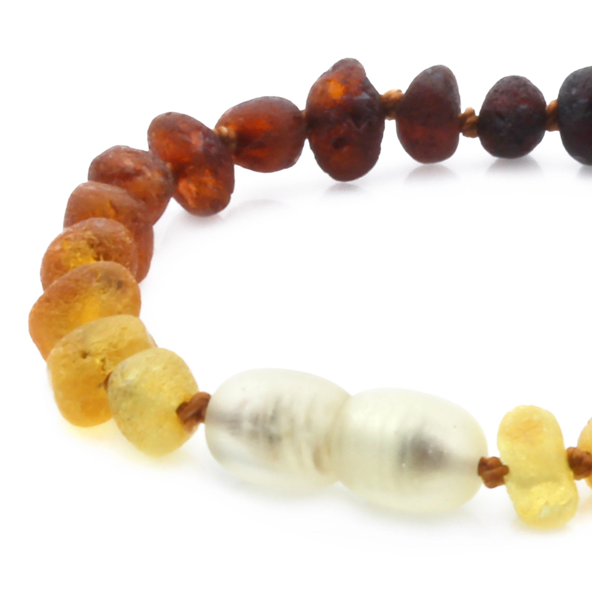Baltic Amber Teething Bracelet. Baroque Rainbow 5mm - BA90