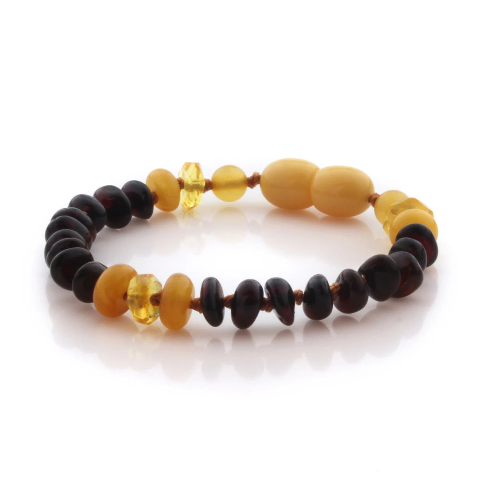 Natural Baltic Amber Teething Bracelet. Round Flat LE105