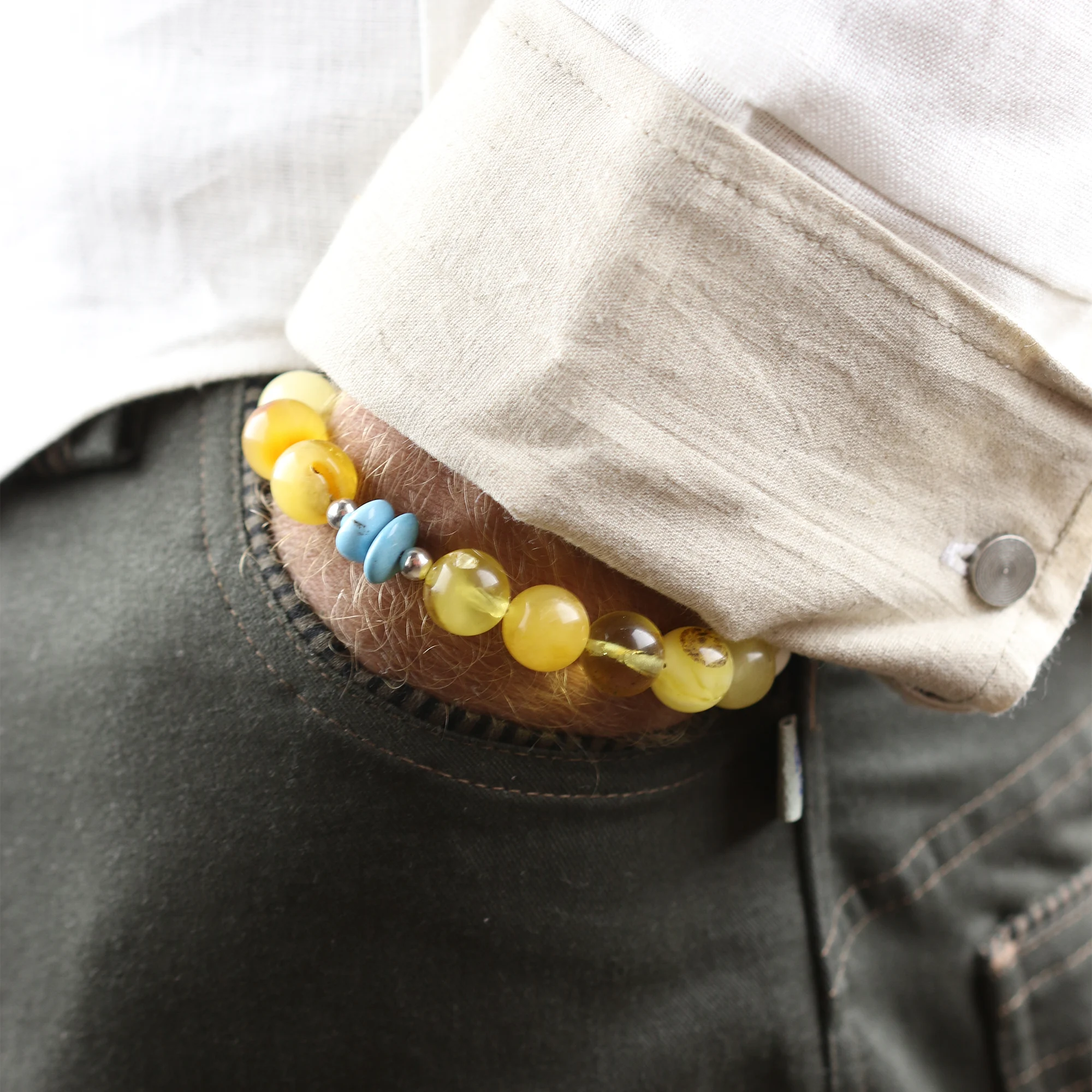 Adult Baltic Amber Bracelet Round Beads 11mm 21gr. SPS36