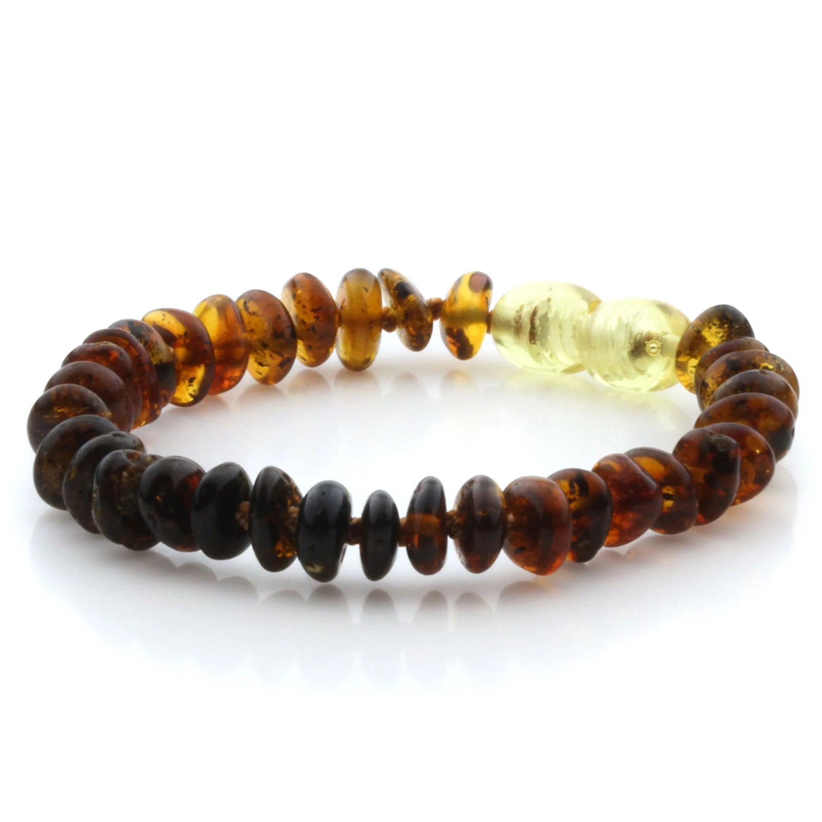 Natural Baltic Amber Teething Bracelet. Round Flat LE54