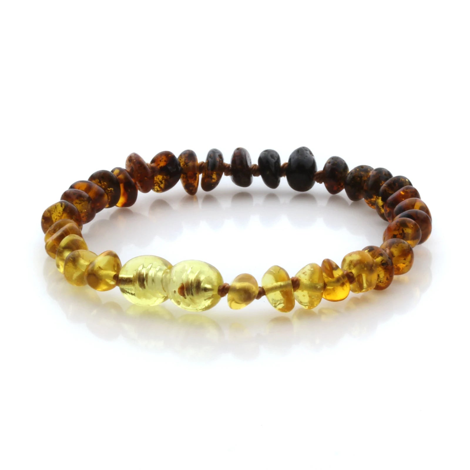 Natural Baltic Amber Teething Bracelet. Round Flat LE93