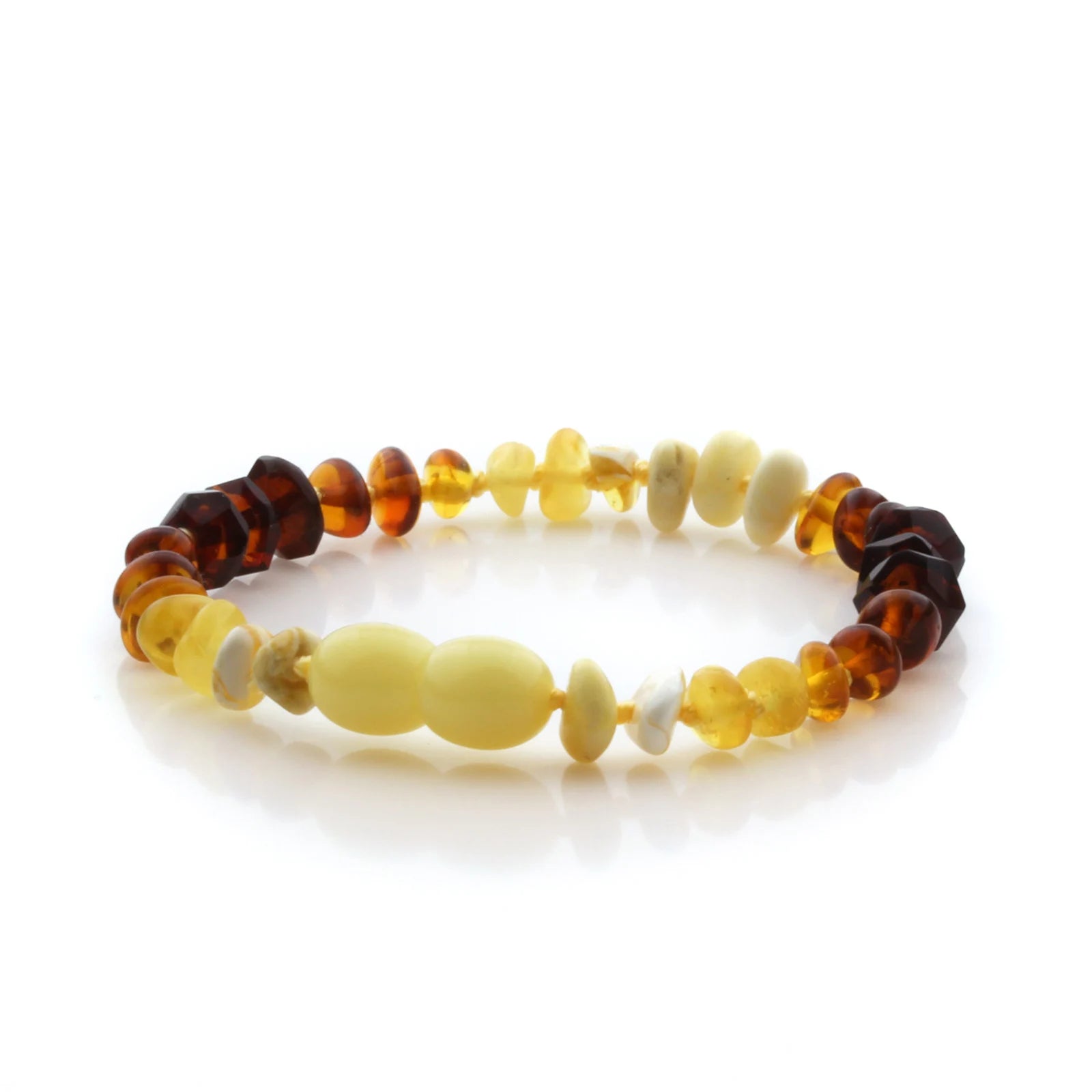 Natural Baltic Amber Teething Bracelet. Round Flat LE80
