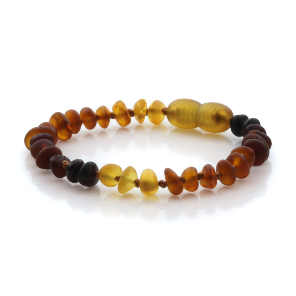 Natural Baltic Amber Teething Bracelet. Round Flat LE88