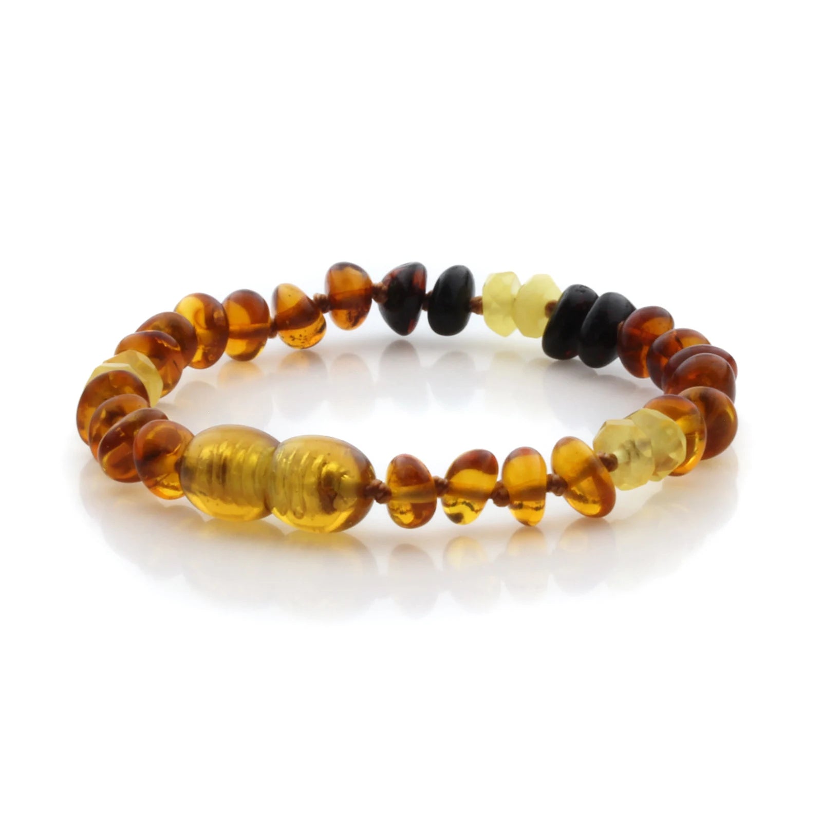 Natural Baltic Amber Teething Bracelet. Round Flat LE90