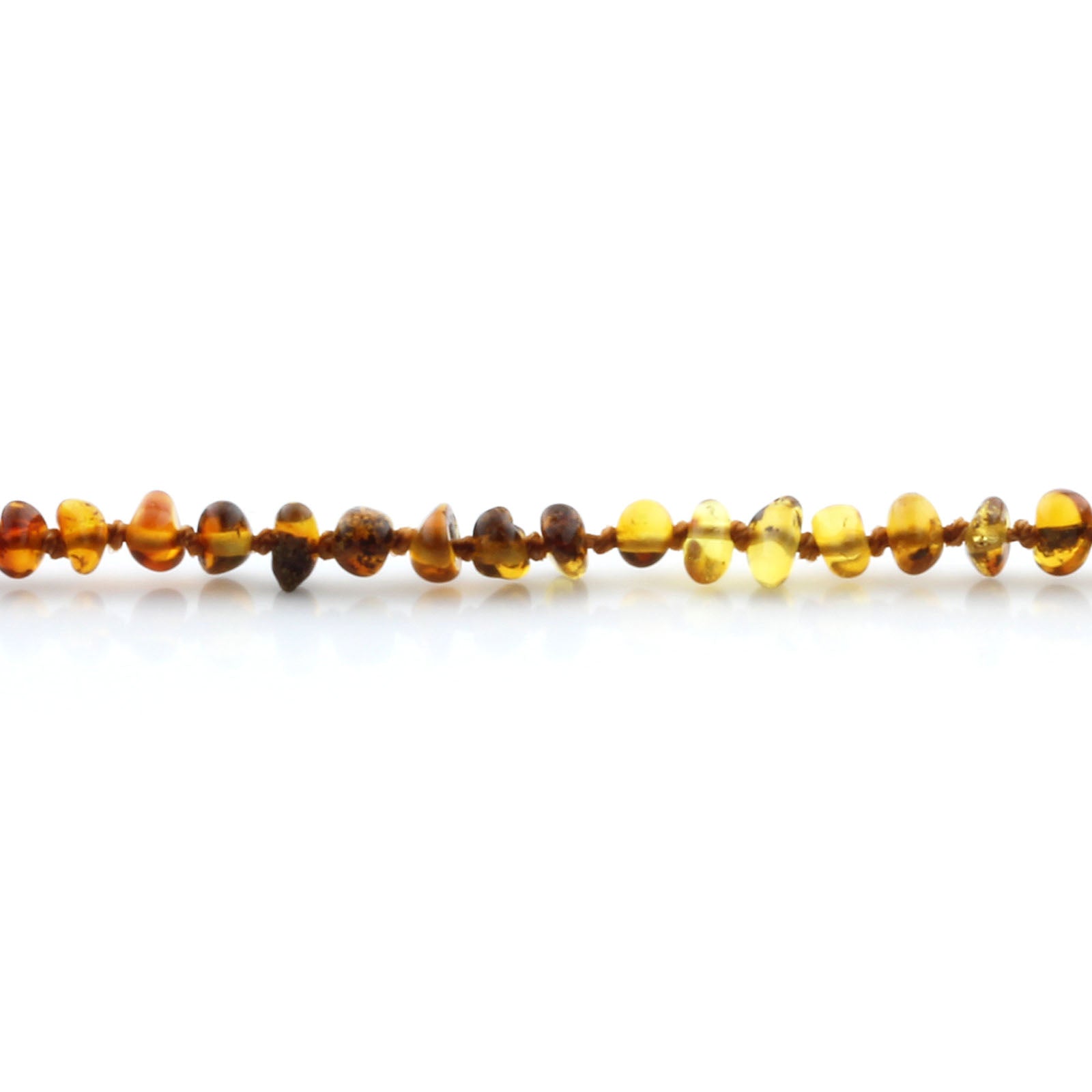 Baltic Amber Teething Bracelet. Roundel Rainbow Glossy 4mm - LE02