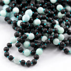 Natural Baltic Amber Junior Necklace with Sky Blue Jade. Baroque 5mm - JN85