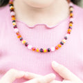 Baltic amber baroque junior necklace with rose quartz, 38cm
