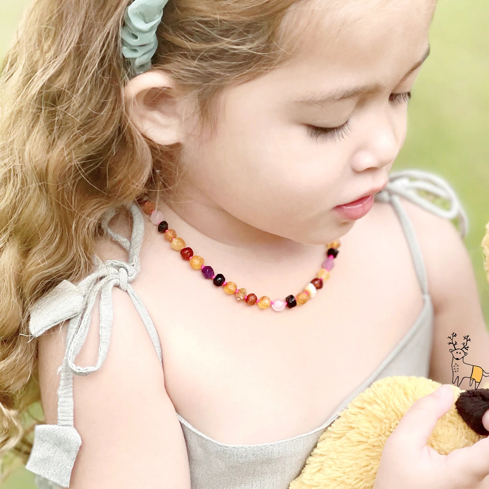 Baltic Amber Teething Necklace with Amethyst & Rose Quartz. Baroque 6mm - LE560