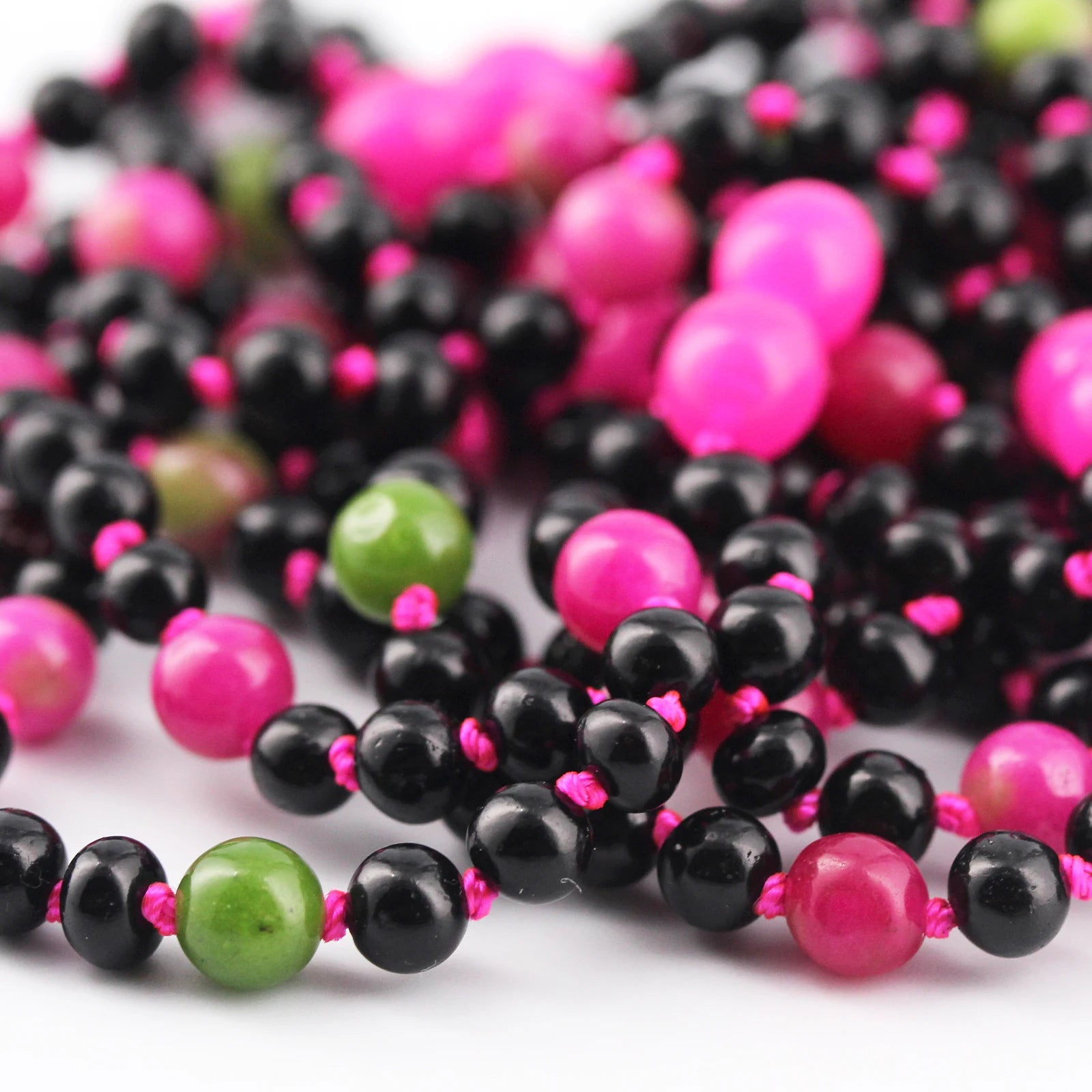 Baltic Amber Teething Necklace with Pink Jade. Baroque 5mm - LE564