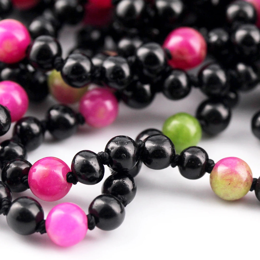 Baltic Amber Teething Necklace with Pink Jade. Baroque 5mm - LE565