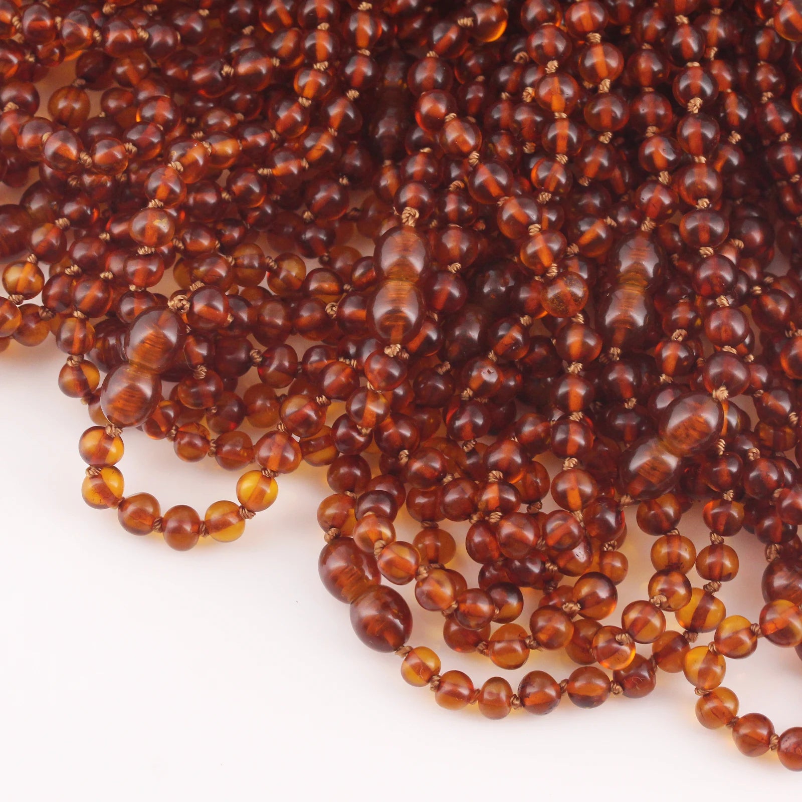 Baltic Amber Teething Necklace. Baroque Cognac 5mm - XB54C