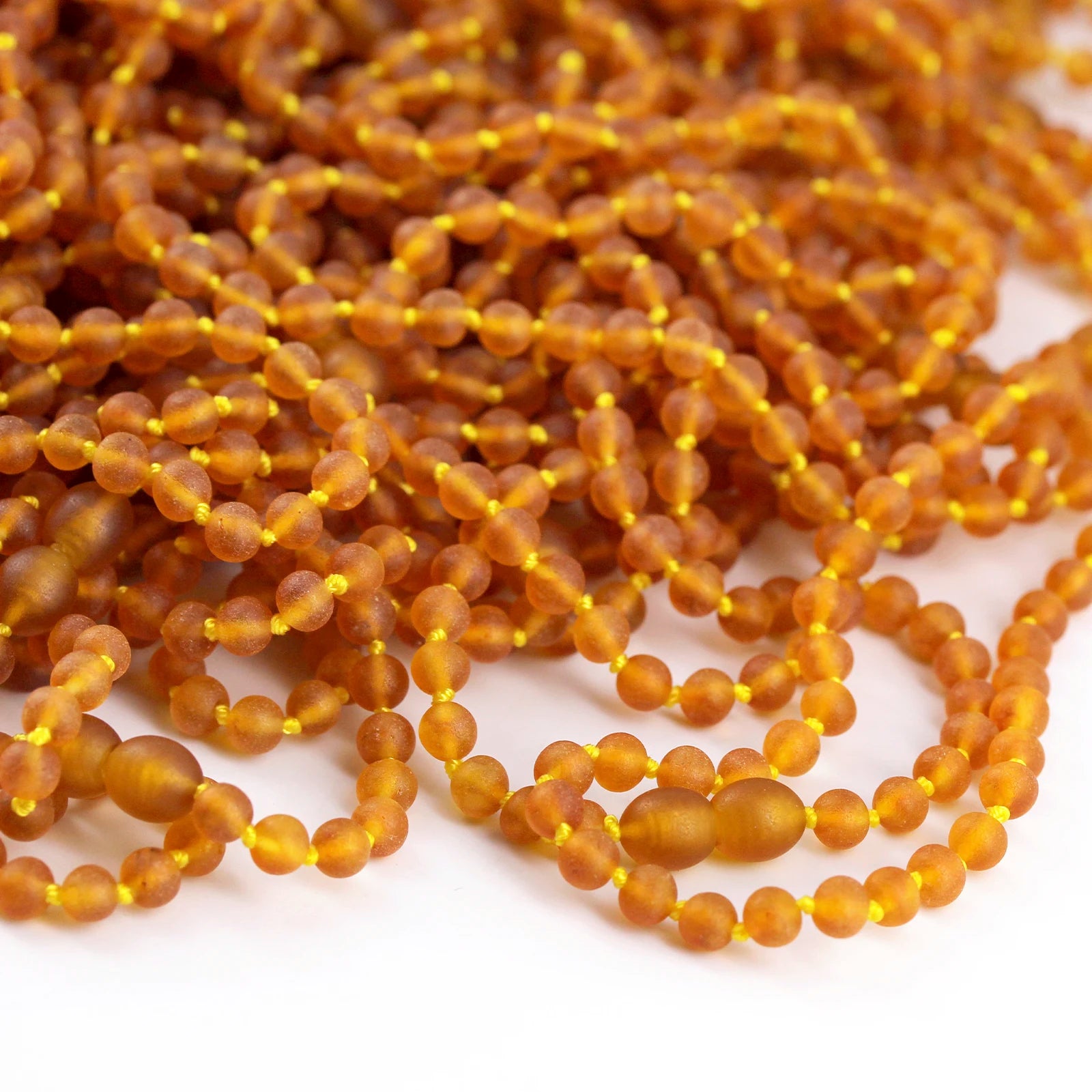 Baltic Amber Teething Necklace. Baroque Light Cognac 5mm - XB54LCM-Y