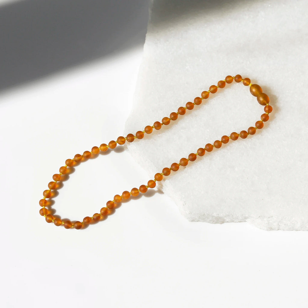 Natural Baltic Amber Junior Necklace. Baroque Light Cognac 5mm - XB54LCM-Y