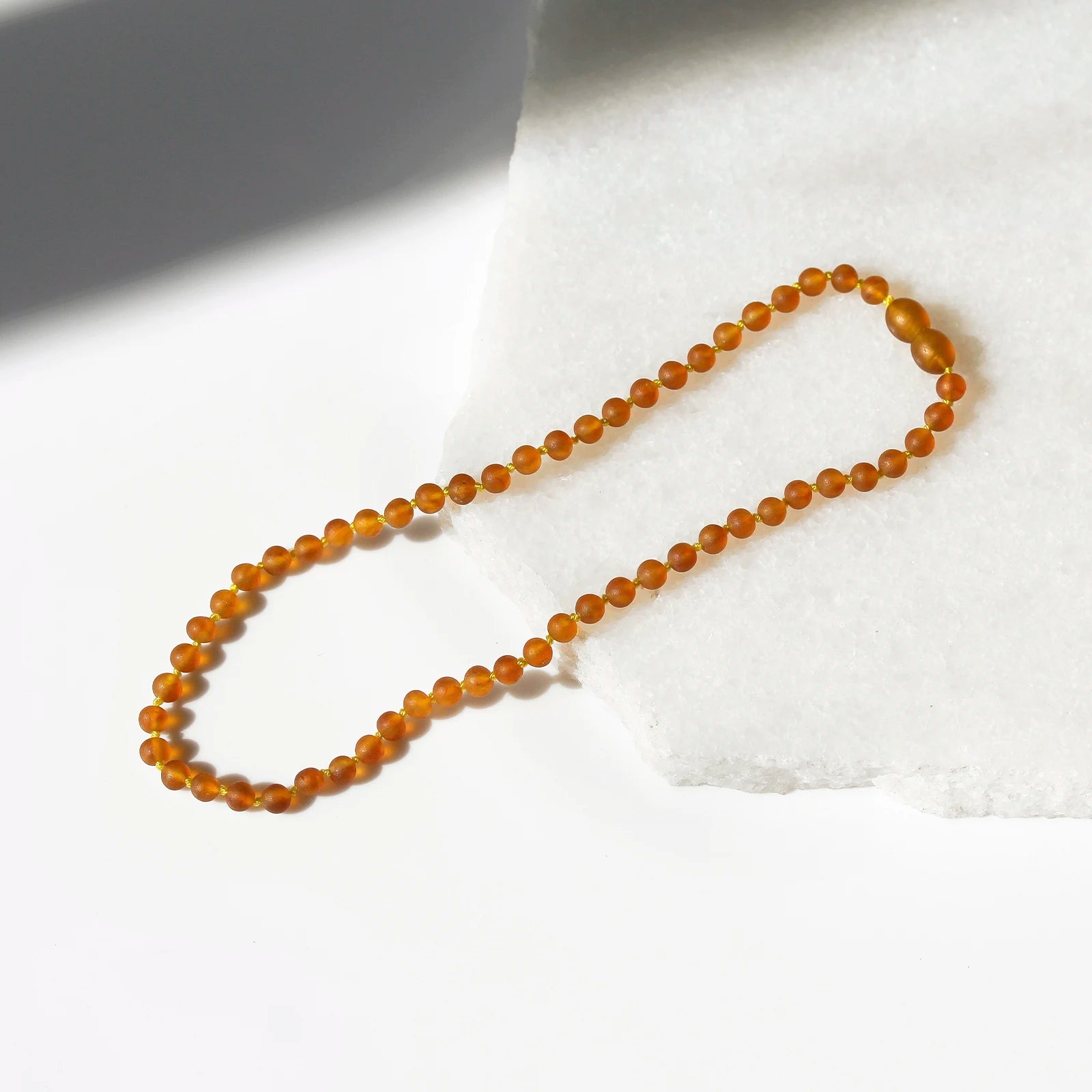 Natural Baltic Amber Junior Necklace. Baroque Light Cognac 5mm - XB54LCM-Y