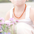 Natural Baltic Amber Junior Necklace. Baroque Light Cognac 5mm - XB54LCM