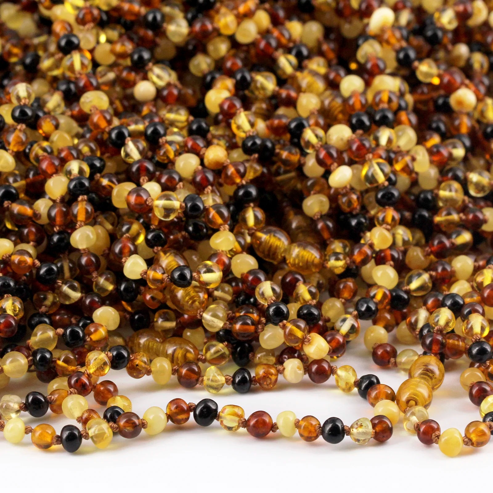 Baltic Amber Teething Necklace. Baroque Multicolour 5mm - XB54M