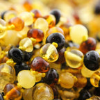 Baltic Amber Teething Bracelet. Baroque Multicolour 5mm - XB54M1