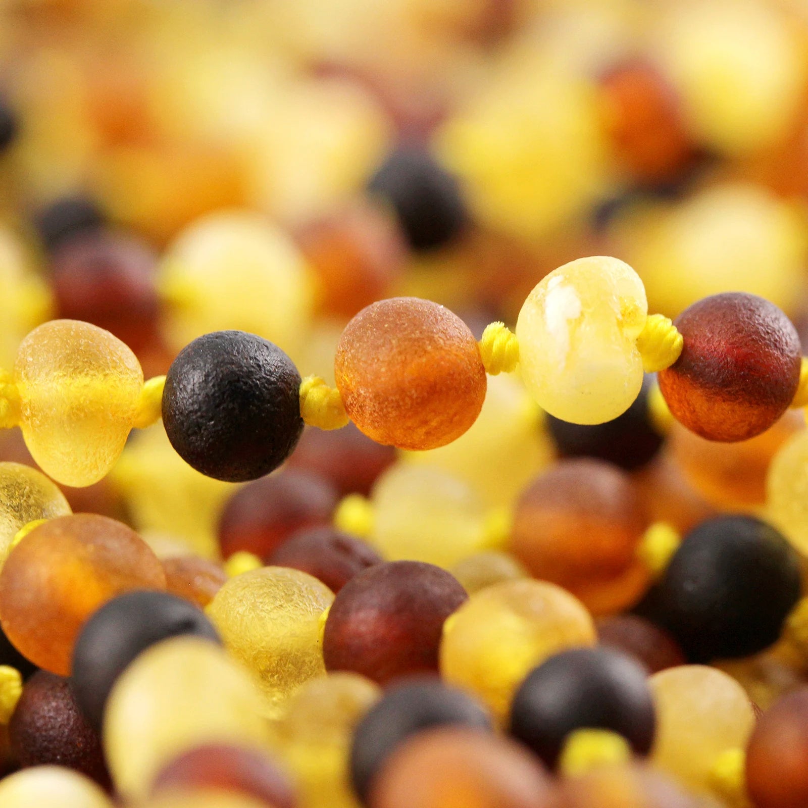 Baltic Amber Teething Bracelet. Baroque Multicolour 5mm - XB54M1M