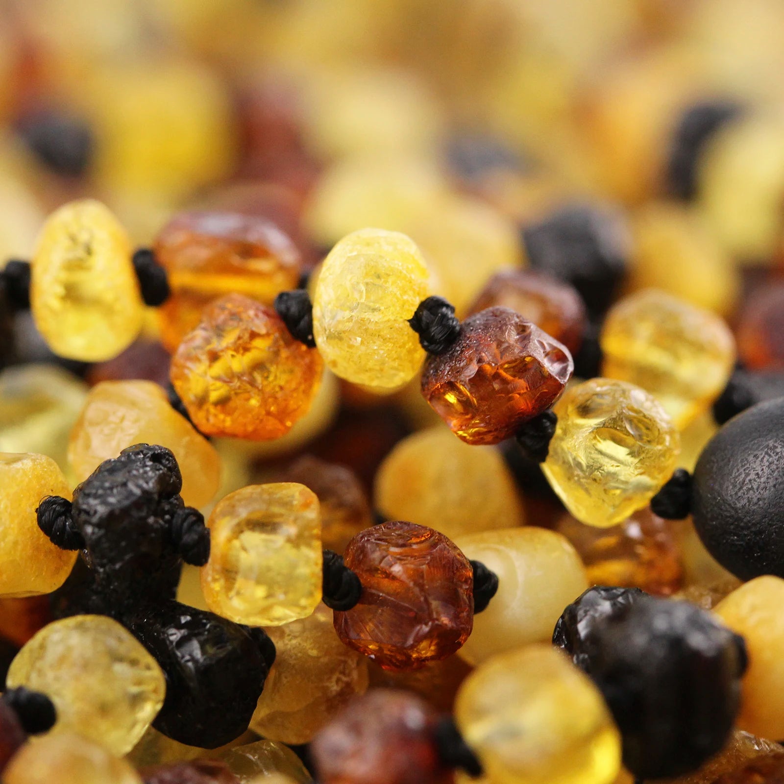 Baltic Amber Teething Bracelet. Baroque Multicolour 5mm - XB54M2-RAW