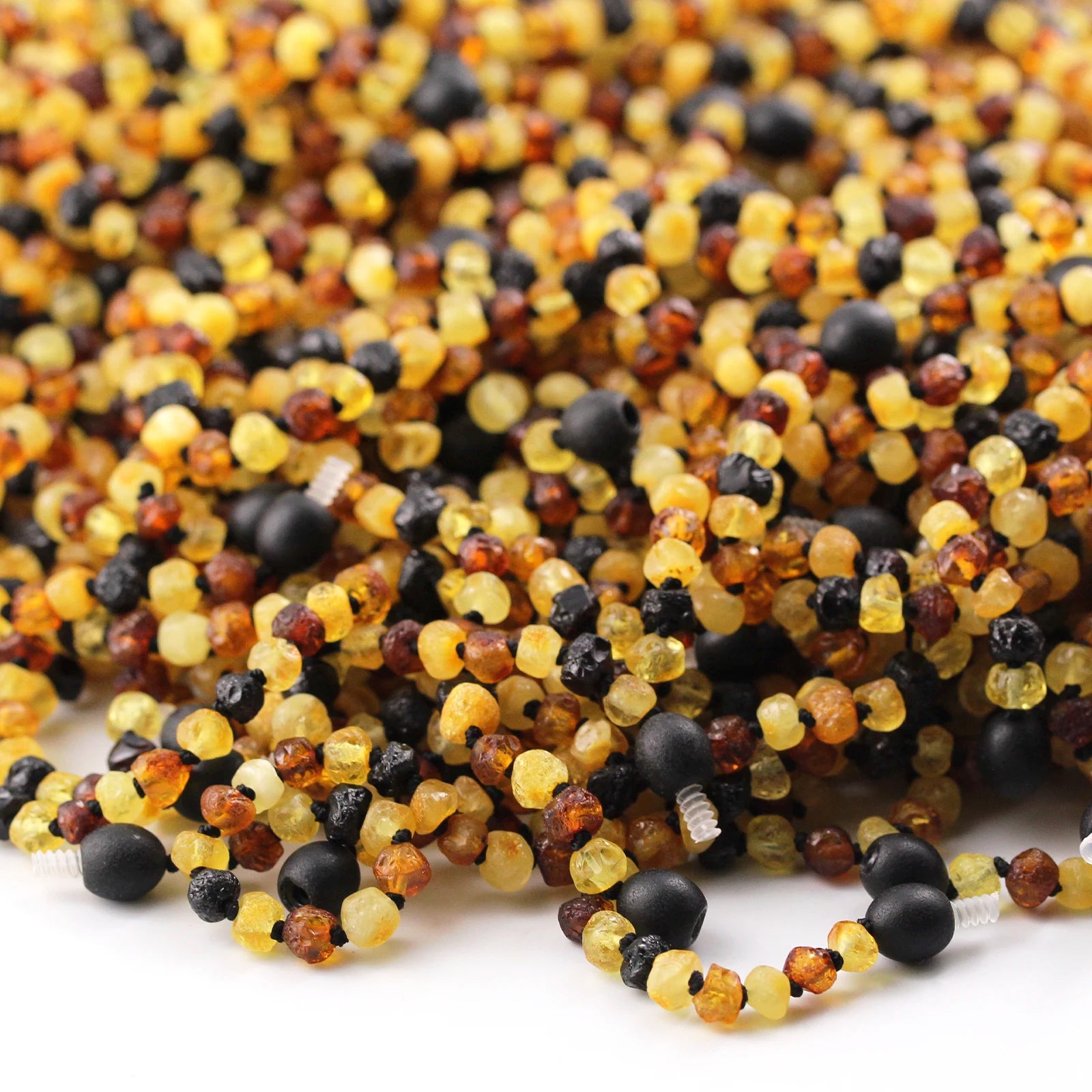 Baltic Amber Teething Necklace. Baroque Multicolour 5mm - XB54M2-RAW