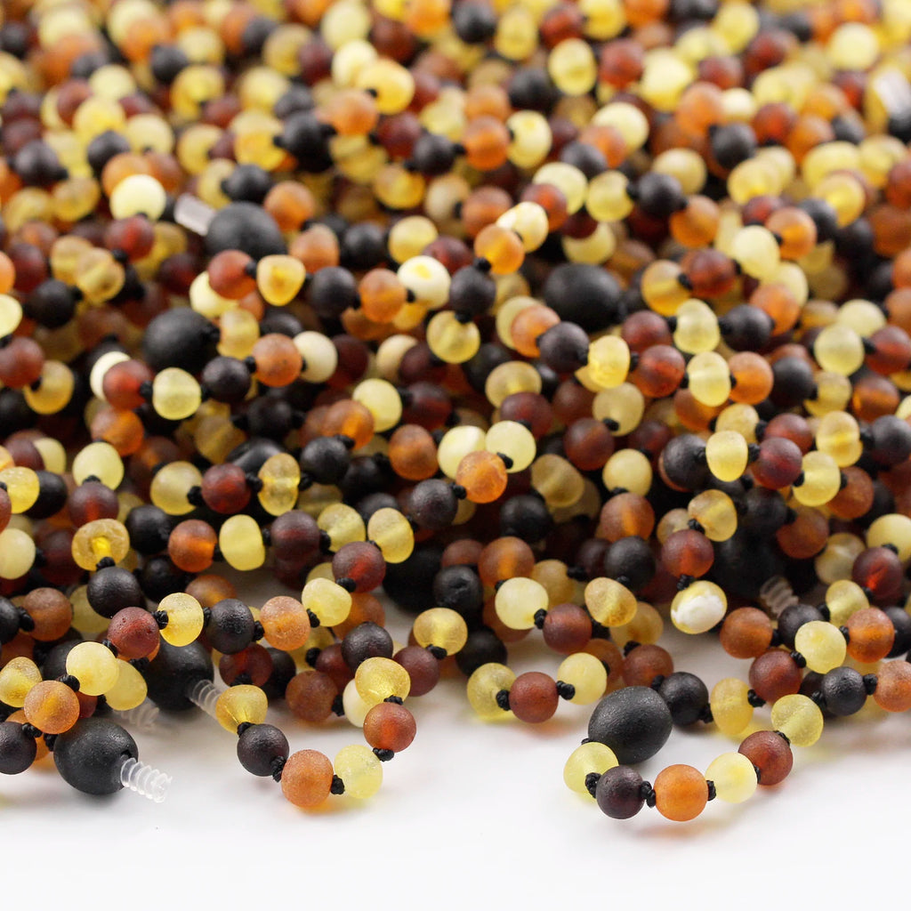 Baltic Amber Teething Necklace. Baroque Multicolour 5mm - XB54M2M