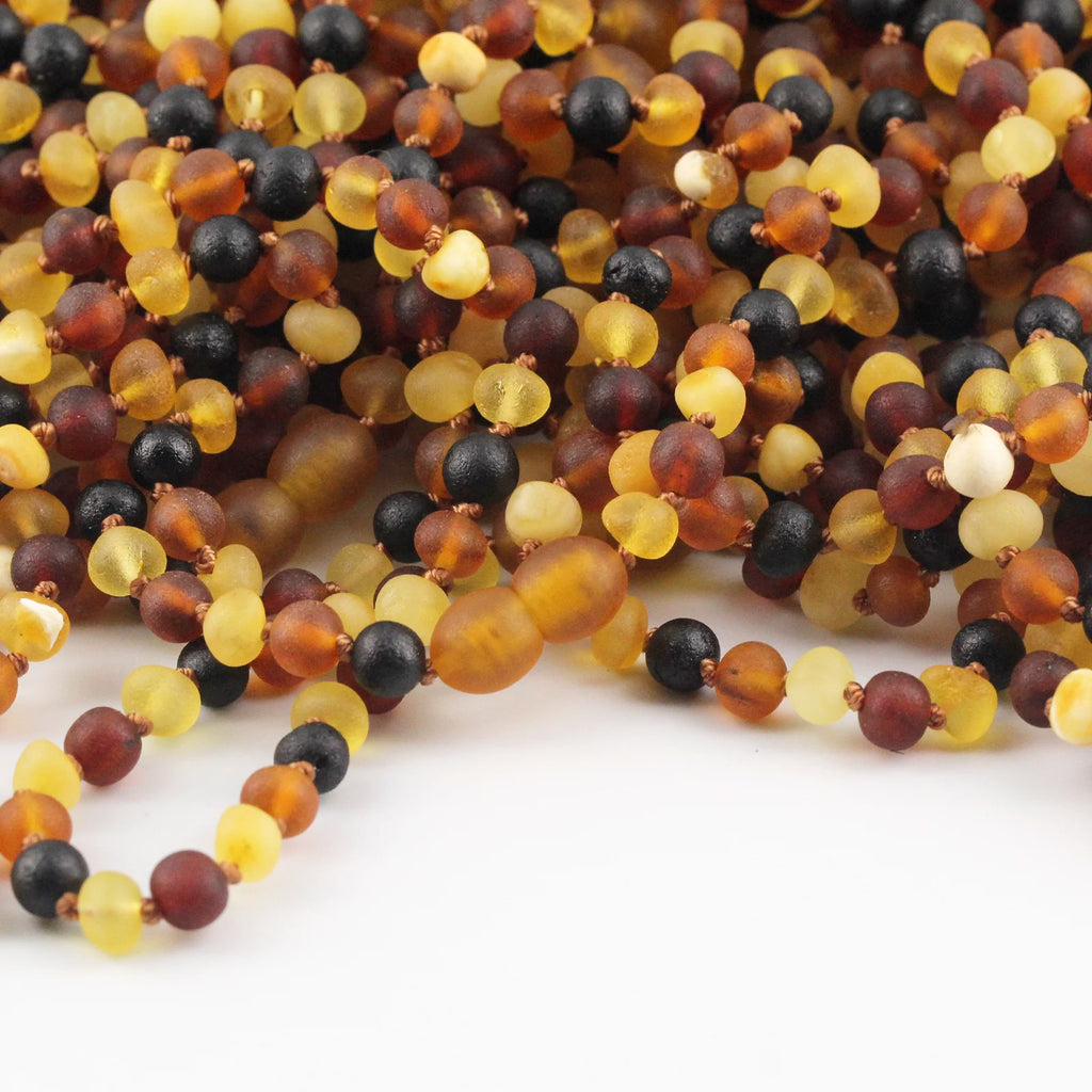 Baltic Amber Teething Necklace. Baroque Multicolour 5mm - XB54MM
