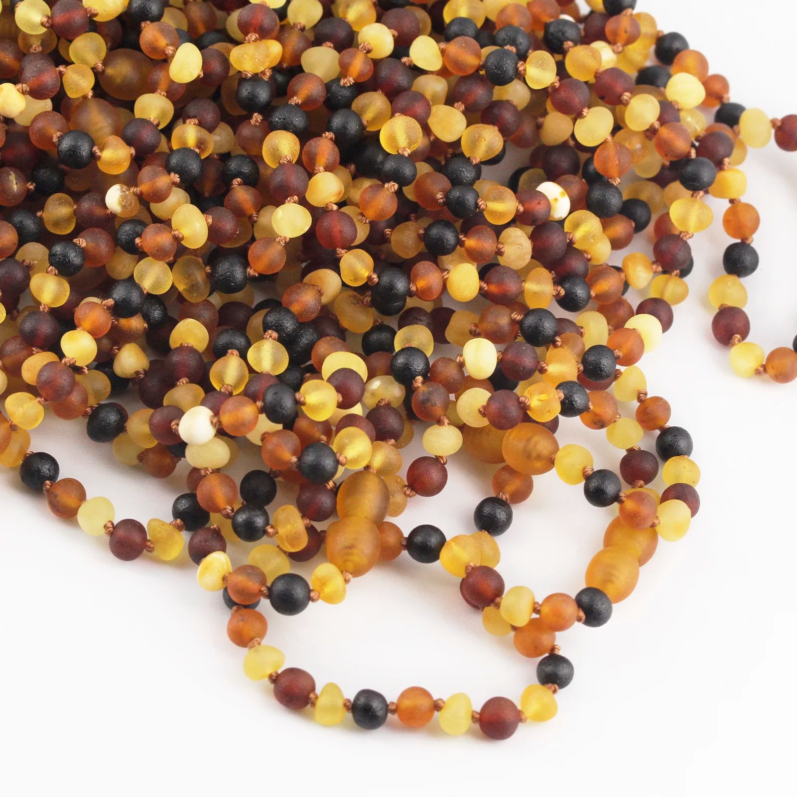 Natural Baltic Amber Junior Necklace. Baroque Multicolour 5mm - XB54MM