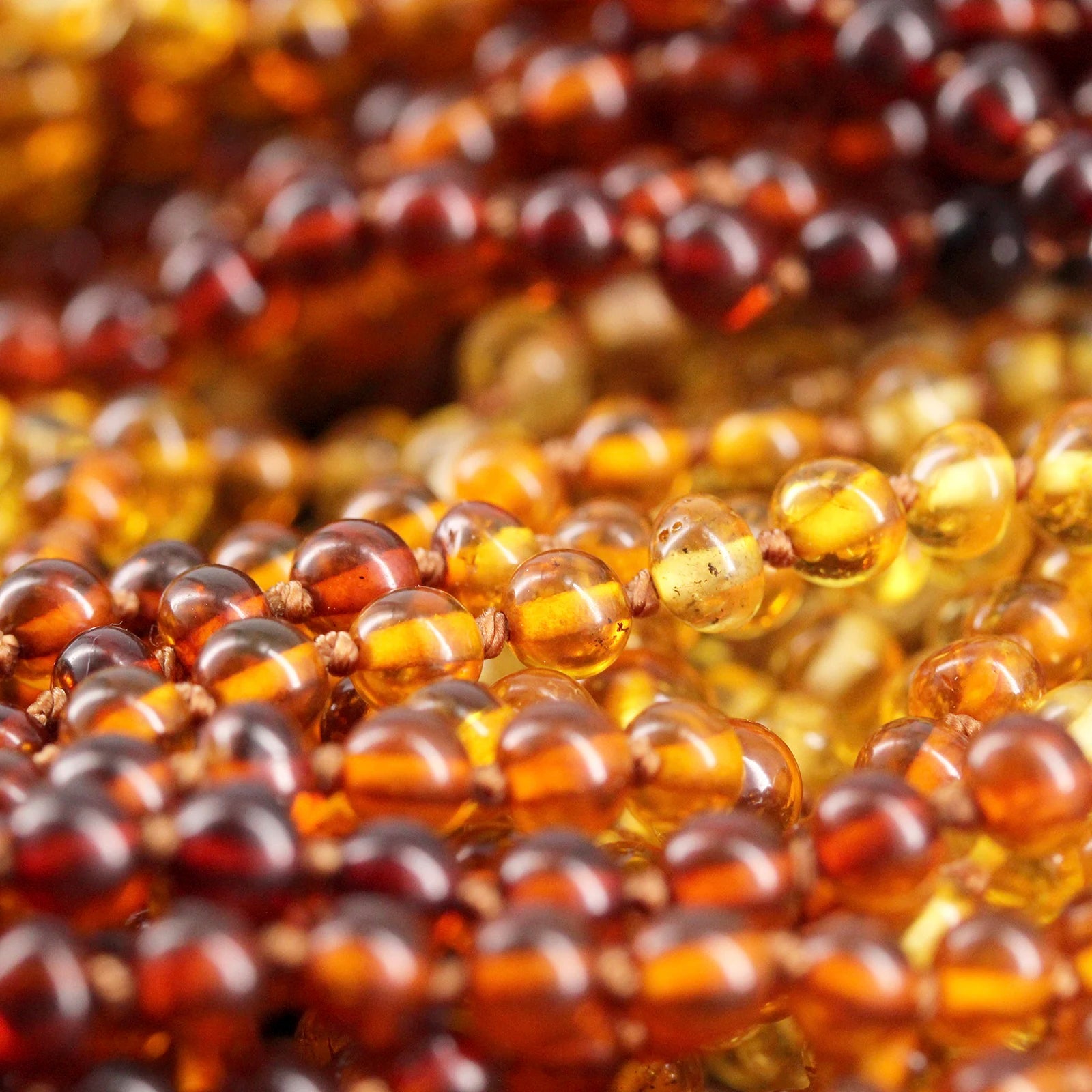 Baltic Amber Teething Bracelet. Baroque Rainbow 5mm - XB54R2