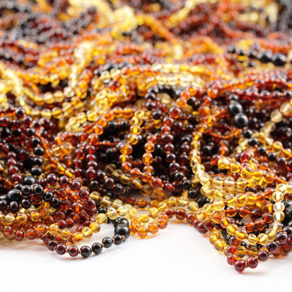 Baltic Amber Teething Necklace. Baroque Rainbow 5mm - BA2