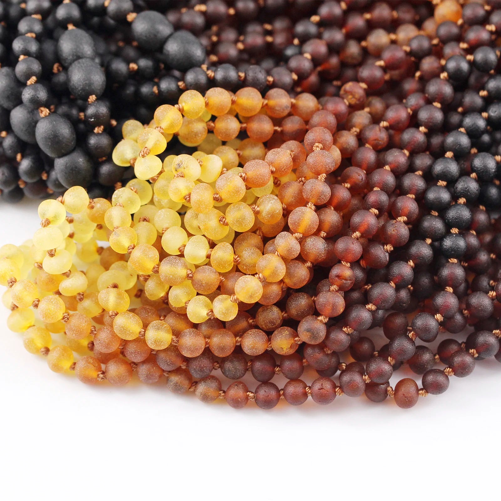 Baltic Amber Teething Necklace. Baroque Rainbow 5mm - BA27