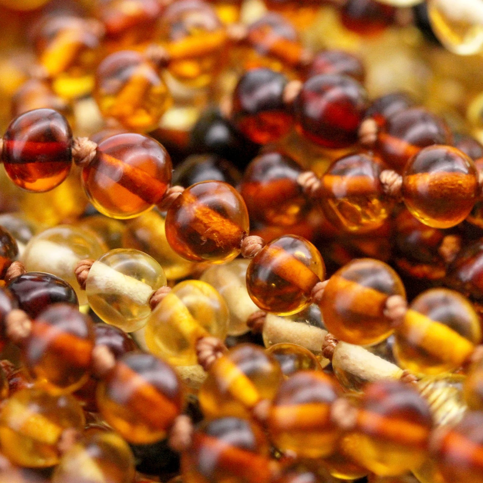 Baltic Amber Teething Bracelet. Baroque Rainbow 5mm - XB54RA1