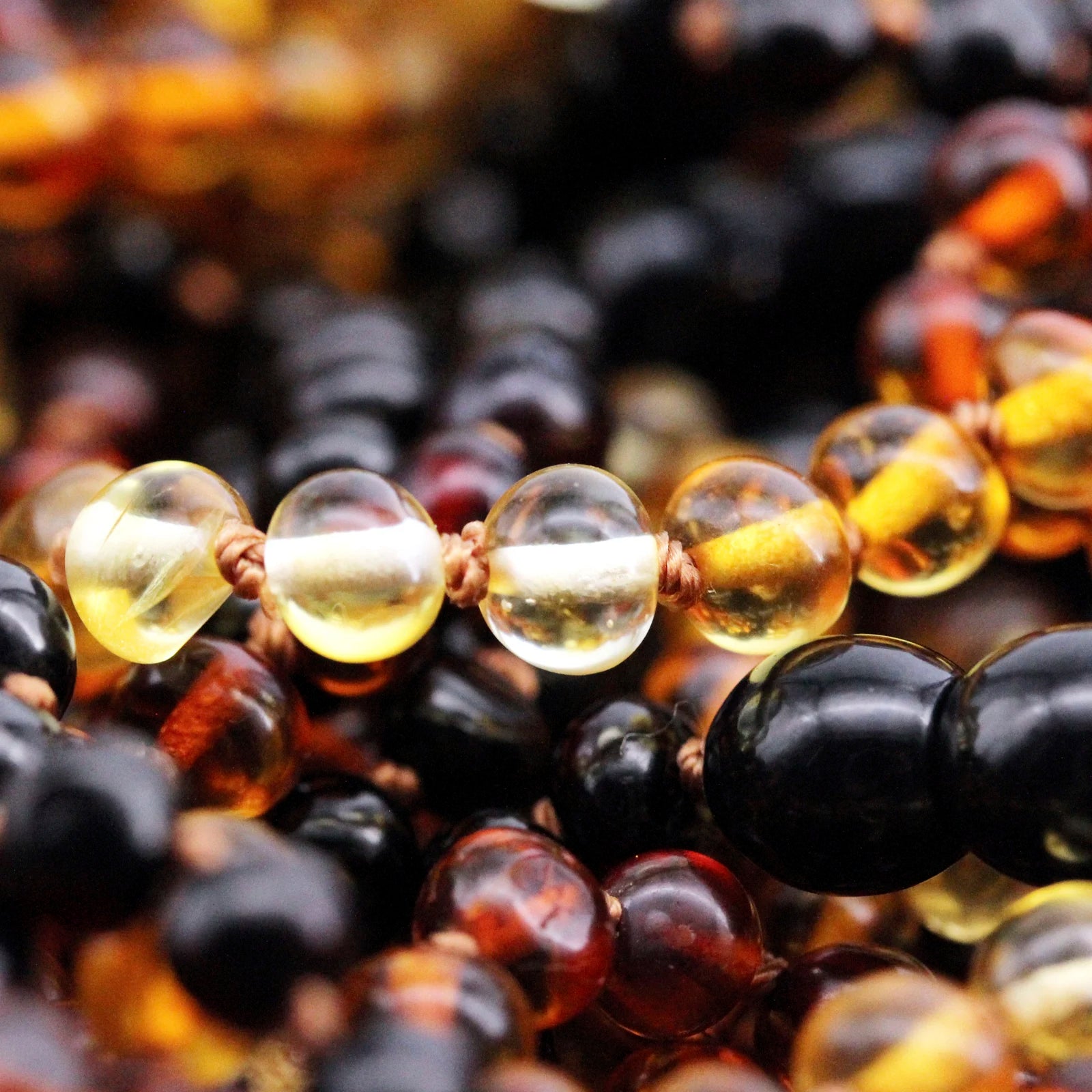 Baltic Amber Teething Bracelet. Baroque Rainbow 5mm - XB54RA2