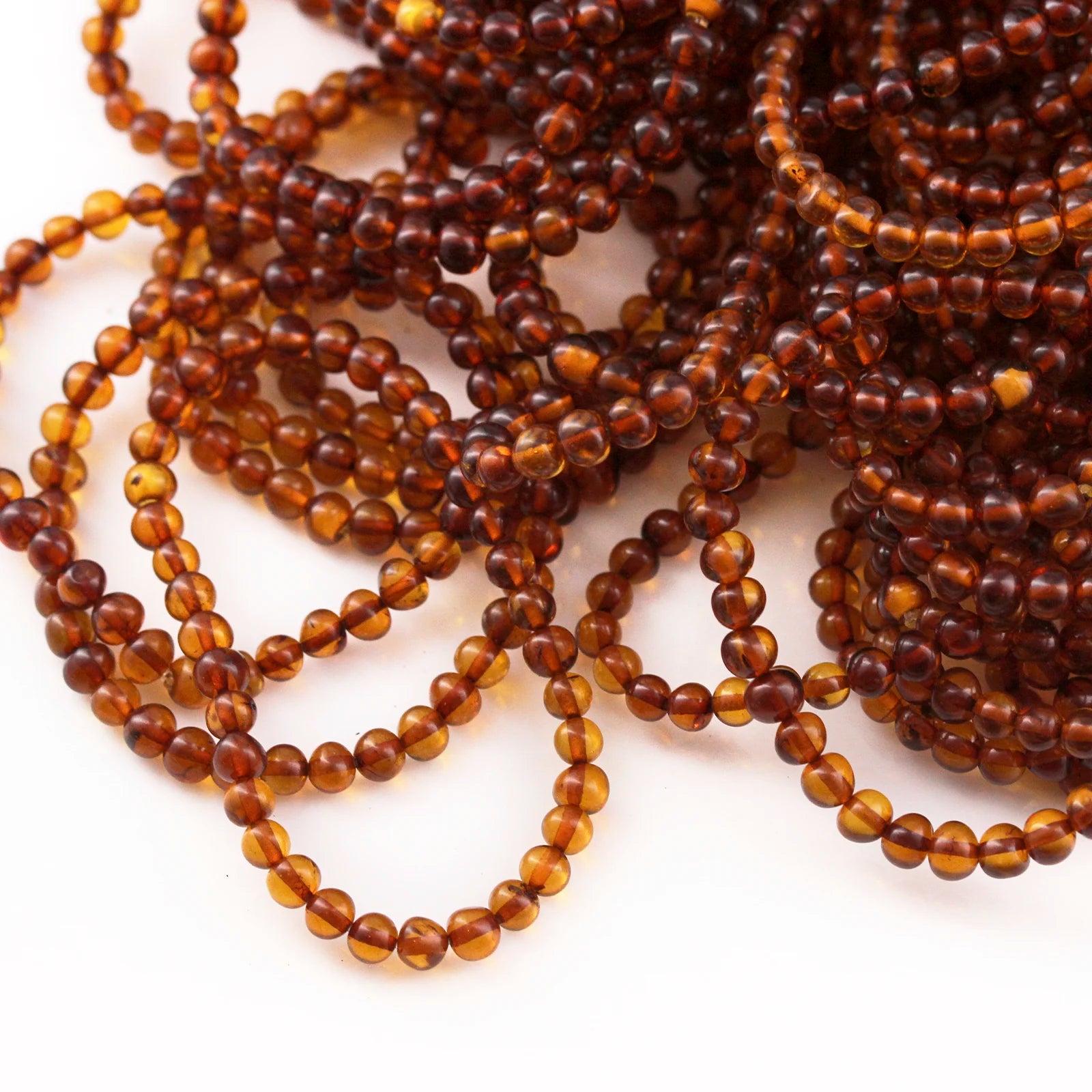 Adult Baltic Amber Bracelet. Baroque Cognac 5mm - XB55C