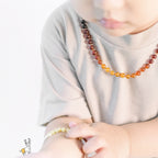 Natural Baltic Amber Junior Necklace. Baroque Rainbow 5mm - XB55RB1M