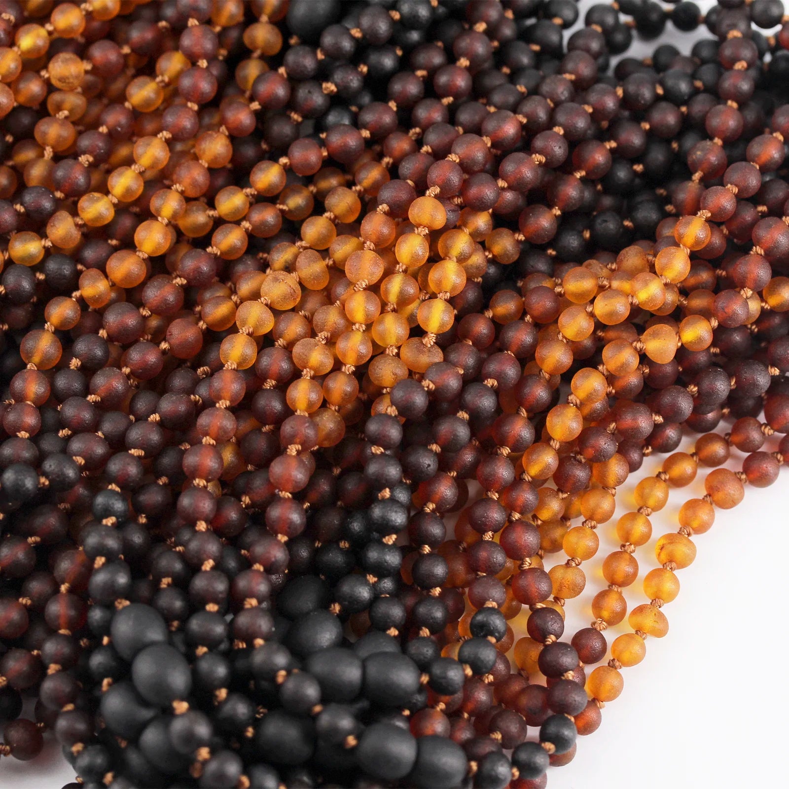Baltic Amber Teething Necklace. Baroque Rainbow 5mm - XB55RB2M