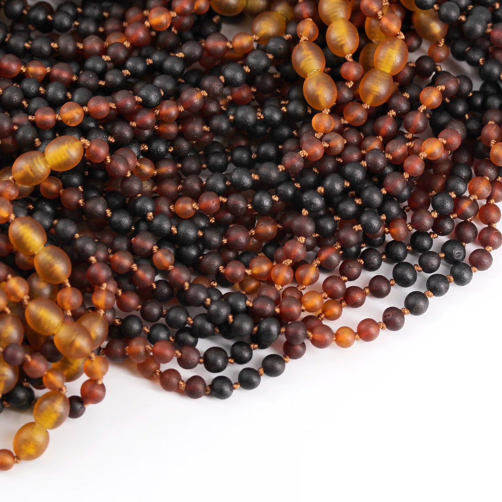Baltic Amber Teething Necklace. Baroque Rainbow 5mm - XB55RB3M